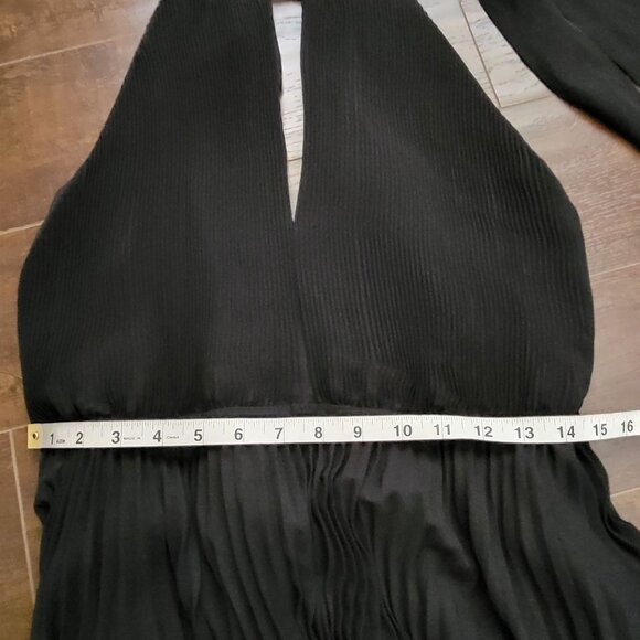 NEW Milly Kora Dress Maxi Womens 12 Pleated Halter Backless Black Retail $595 - Picture 9 of 11